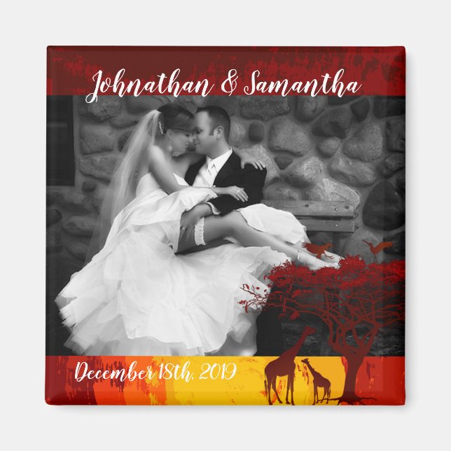 Personalised Photo Magnet African Safari Giraffe S (Front)