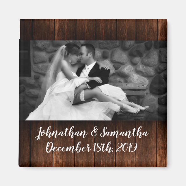 Personalised Photo Magnet Barn Wood Country Rustic (Front)