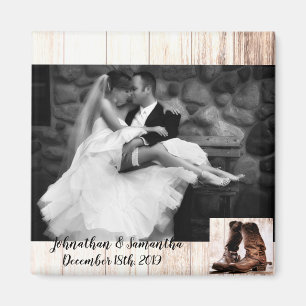 Personalised Photo Magnet boots country rustic