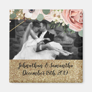 Personalised Photo Magnet Geometric Garden Rose