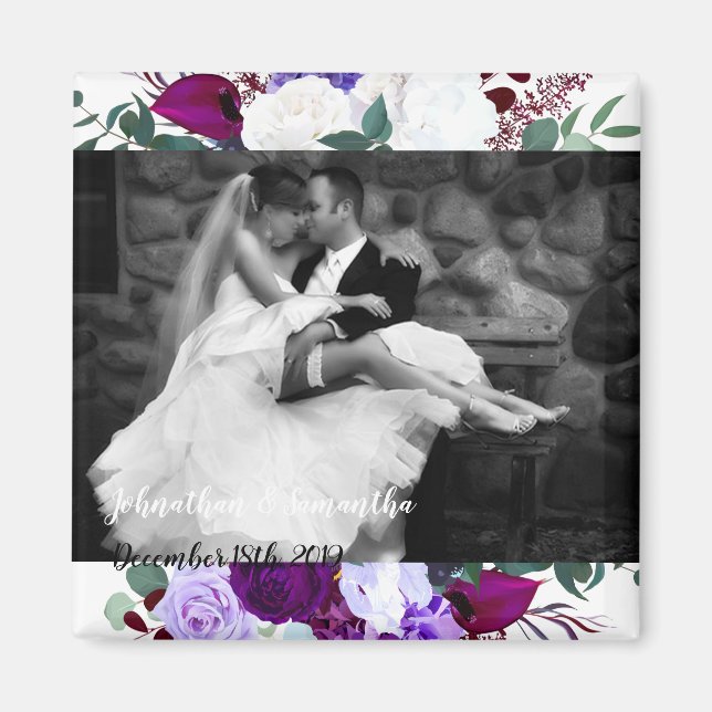 Personalised Photo Magnet Lavender Hibiscus on W (Front)