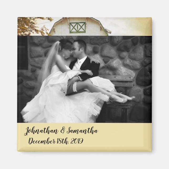 Personalised Photo Magnet Sunset Barn Country Rust (Front)