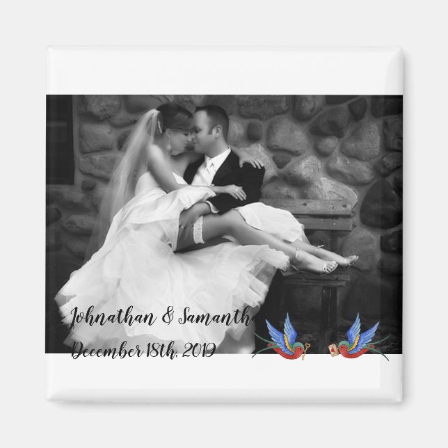 Personalised Photo Magnet Traditional Bird Tattoo (Front)