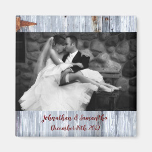 Personalised Photo Magnet White Wash Wood Barn Doo