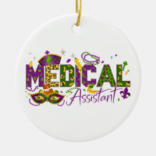 Personalised Photo Medical Assistant - Mardi Gras Ceramic Tree Decoration