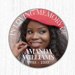 Personalised Photo Memorial 3 Cm Round Badge<br><div class="desc">Personalised Photo Memorial button,  a simple,  chic and modern design with sophisticated serif font,  custom name,  date and photos,  for an elegant and sophisticated look. No minimum order.</div>