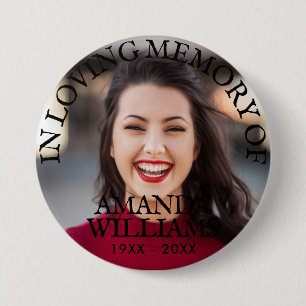 Personalised Photo Memorial Black Text 7.5 Cm Round Badge