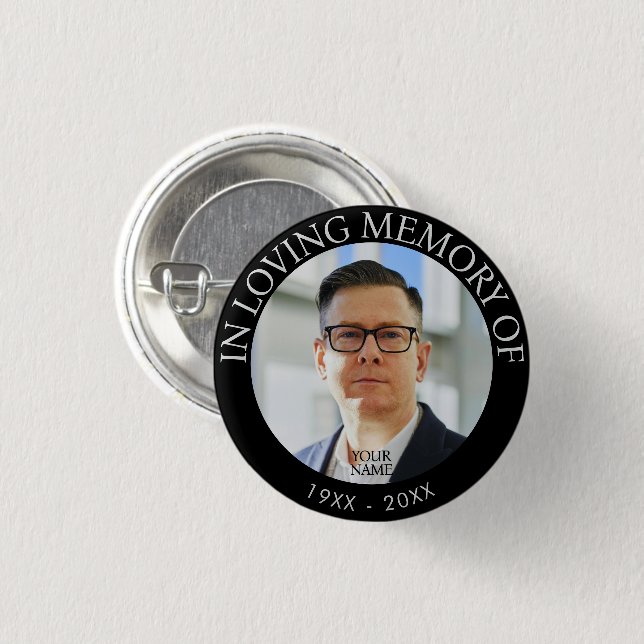 Personalised Photo Memorial Button (Front & Back)