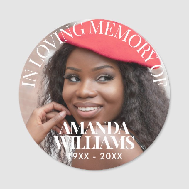 Personalised Photo Memorial magnetic or pin tags (Front)