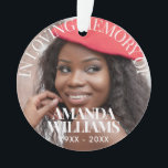 Personalised Photo Memorial red Ornament<br><div class="desc">Personalised Photo Memorial red Ornament,  a simple,  chic and modern design with sophisticated serif font,  custom name,  date and photos,  for an elegant and sophisticated look.</div>