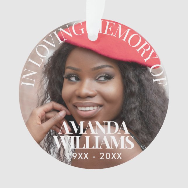 Personalised Photo Memorial red Ornament (Front)