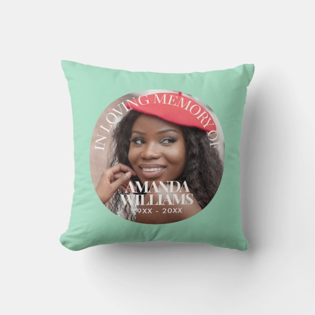 Personalised Photo Memorial Simple Mint Green Cushion (Front)