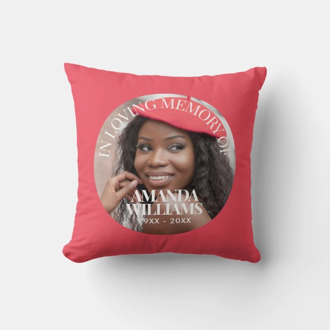 Personalised Photo Memorial Simple Red Cushion (Front)
