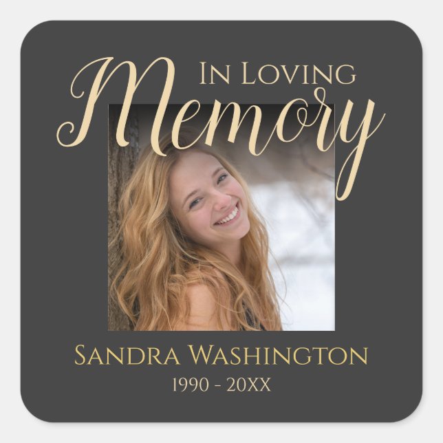 Personalised Photo Memorial Square Sticker (Front)
