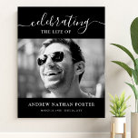 Personalised Photo Memorial Tribute Remembrance  Poster<br><div class="desc">Black custom photo and message for funeral or memorial service.</div>