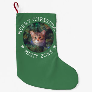 Personalised Photo Merry Christmas Cat Cute Pet Small Christmas Stocking
