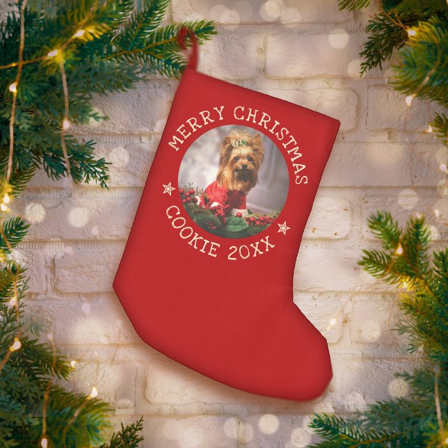 Personalised Photo Merry Christmas Dog Cute Pet Small Christmas Stocking (Creator Uploaded)