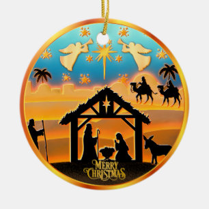 Personalised Photo "Merry Christmas" Nativity Ceramic Tree Decoration