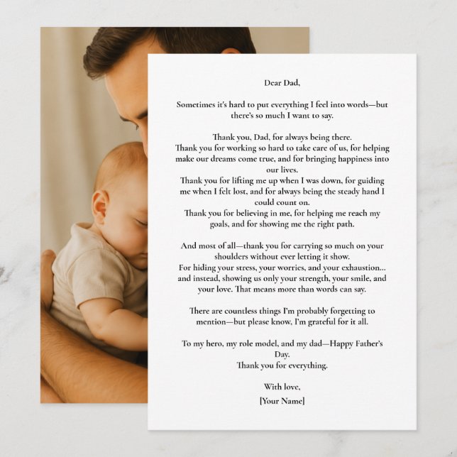 personalised Photo Message Card For Dad (Front/Back)