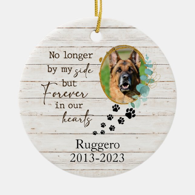 Personalised Photo & Message Pet Memorial  Ceramic Tree Decoration (Front)