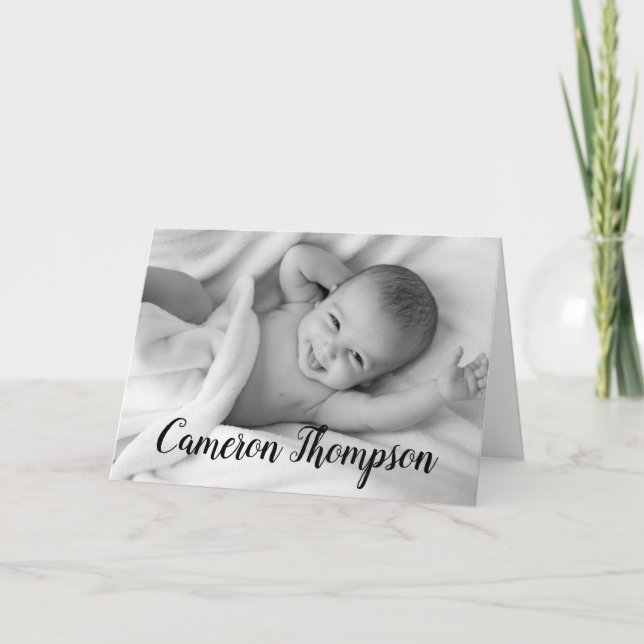 Personalised Photo Modern Baby Birth Announcement (Front)