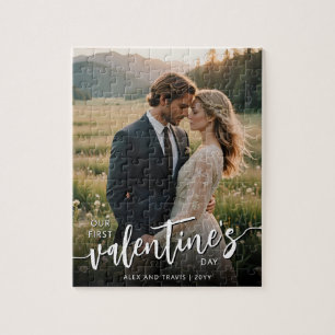 Personalised Photo Modern First Valentine's day Jigsaw Puzzle