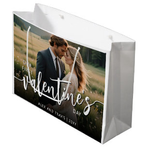 Personalised Photo Modern First Valentine's day Large Gift Bag