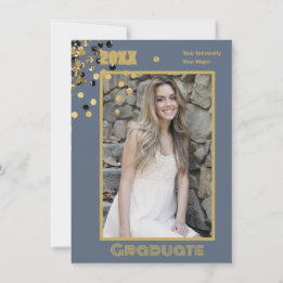 Personalised Photo Modern Grey Gold Sparkles  Invitation