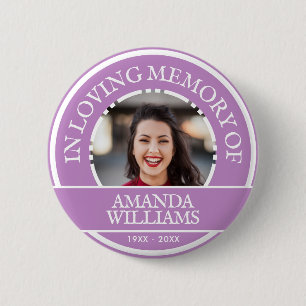 Personalised Photo Modern Memorial Lavender Purple 6 Cm Round Badge