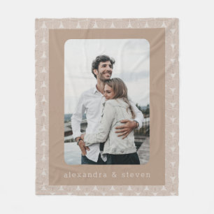 Personalised Photo Modern Taupe Brown Unique Fleece Blanket