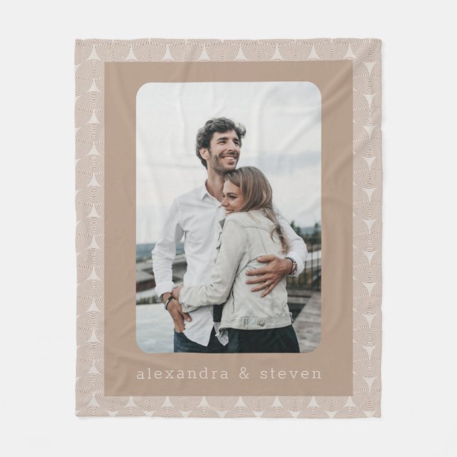 Personalised Photo Modern Taupe Brown Unique Fleece Blanket (Front)