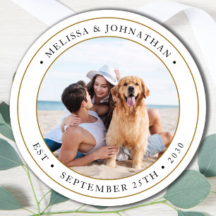 Personalised Photo Modern Wedding Favours Classic Round Sticker