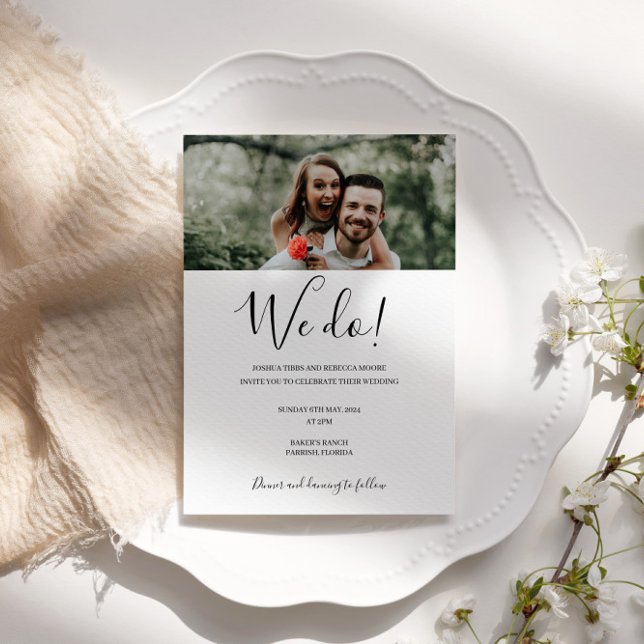 Personalised photo modern wedding we do invitation (Creator Uploaded)