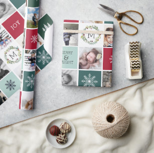 Personalised Photo & Monogram Holiday Wrapping Paper