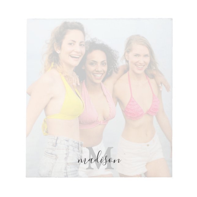 Personalised Photo Monogram Name Notepad (Front)