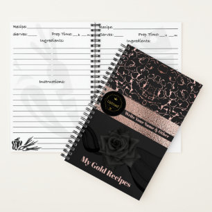 Personalised Photo Monogram Recipes Black Pink Notebook