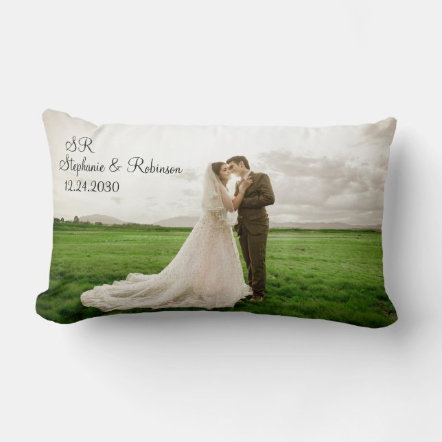 Personalised Photo Monogramed Gift  Lumbar Cushion (Front)