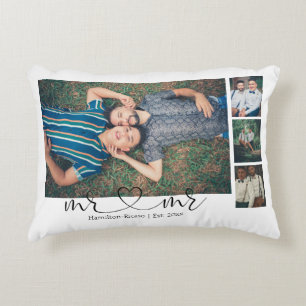 Personalised Photo Mr and Mr Heart Gay Wedding Decorative Cushion