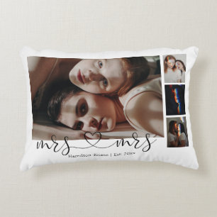 Personalised Photo Mrs and Mrs Heart Gay Wedding Decorative Cushion
