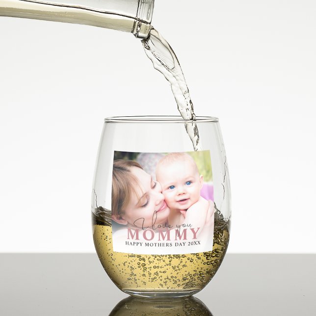 Personalised Photo Mummy Stemless Wine Glass (Creator Uploaded)