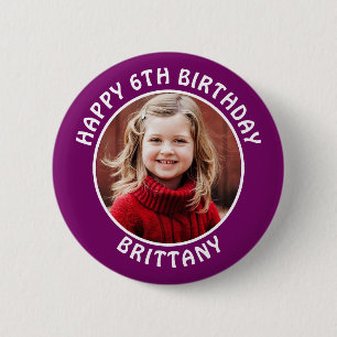 Personalised Photo, Name and Age Birthday 6 Cm Round Badge