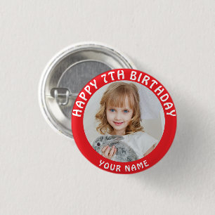 Personalised Photo, Name And Age Birthday Classic 3 Cm Round Badge