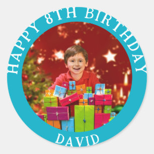 Personalised Photo, Name And Age Birthday Classic Round Sticker