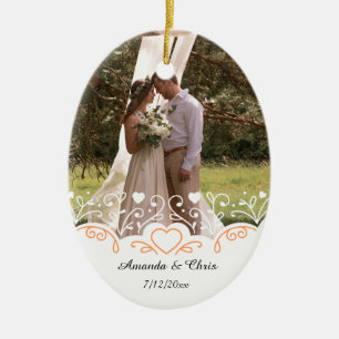 Personalised Photo, name and date for wedding Ceramic Tree Decoration