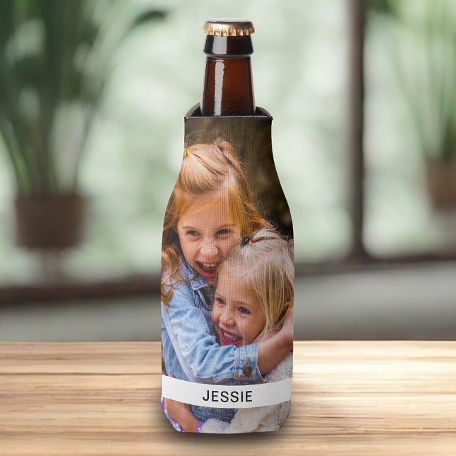 Personalised Photo & Name Beer Bottle Cooler (Creator Uploaded)