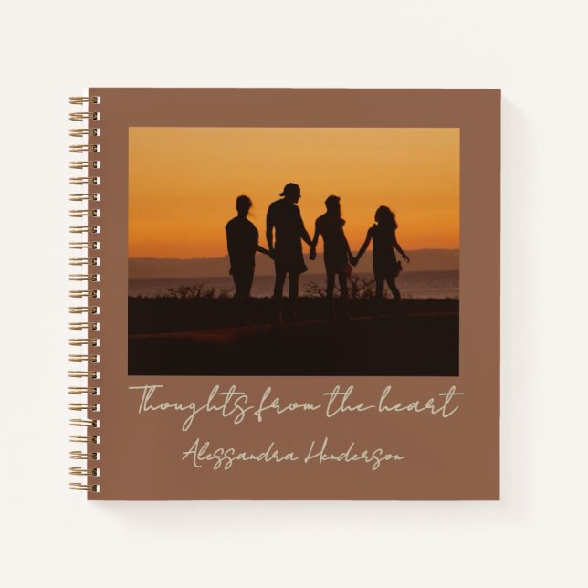 Personalised Photo Name Boho Terracotta Thoughts  Notebook (Front)