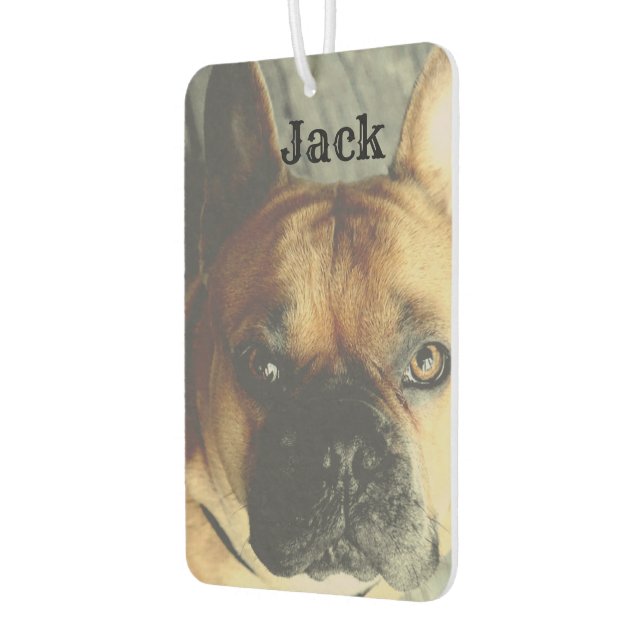 Personalised Photo Name Cute Dog Pet  Car Air Freshener (Left)