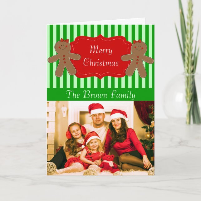 Personalised Photo Name Gingerbread Christmas Card (Front)