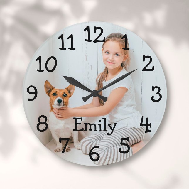 Personalised Photo Name Large Clock (Creator Uploaded)