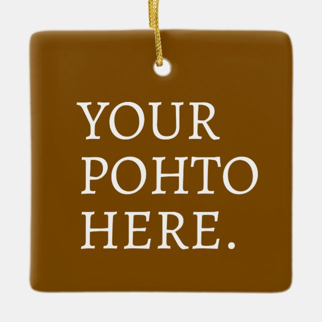 Personalised Photo Name Minimal Monogram Modern  Ceramic Ornament (Front)